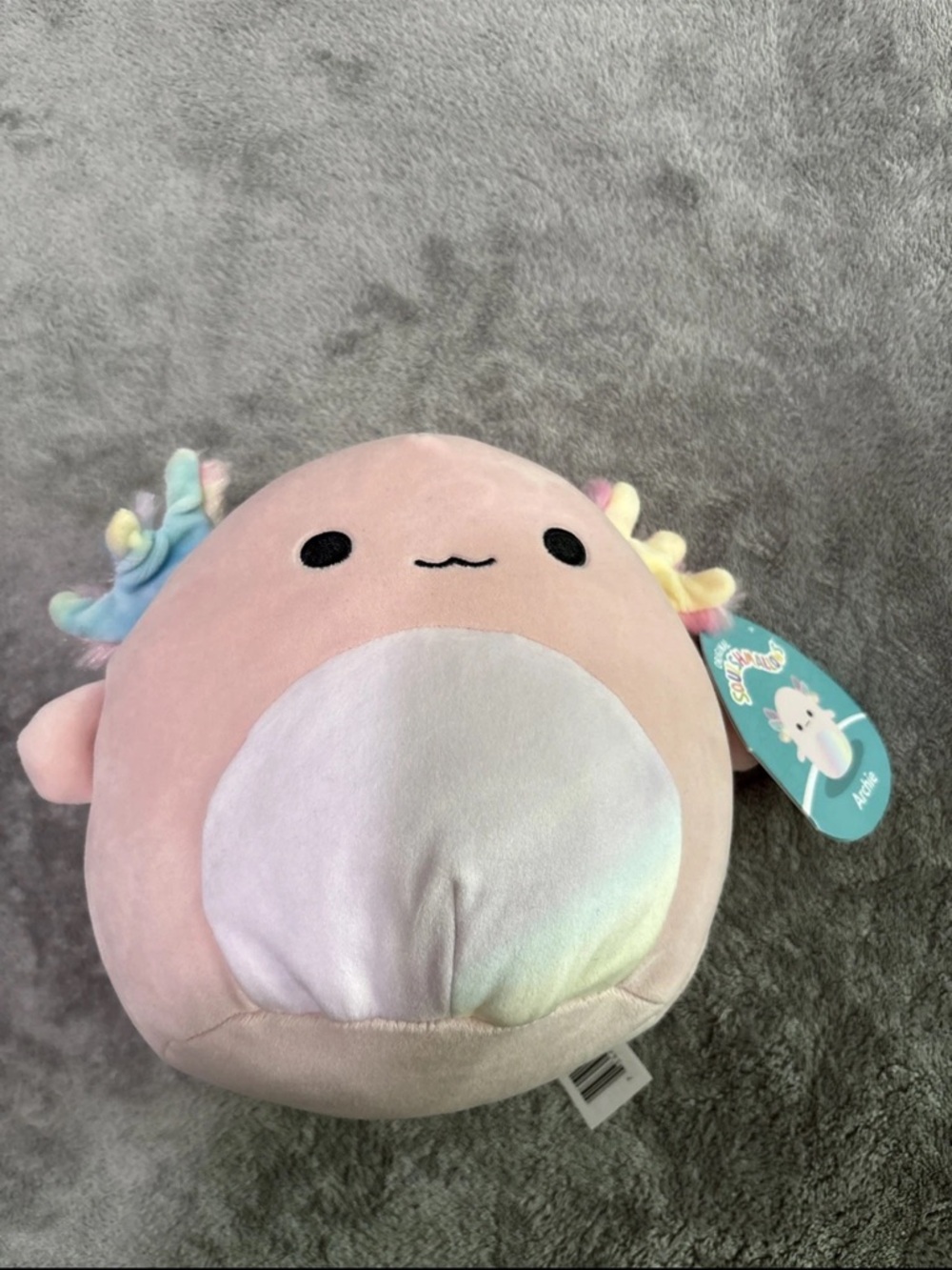 Original Squishmallow Archie The Axolotl 7" Plush Toy Pink Rainbow